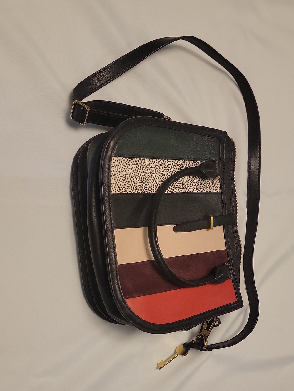 Ryder Leather Satchel Patchwork Black Multi